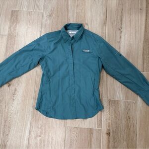 Columbia Teal Omni-Shade Button-Up Shirt